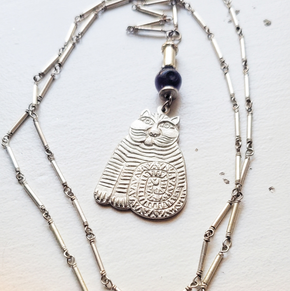 Vintage Laurel Burch "Shambala Cat" Pendant Necklace